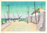 牛島憲之「『牛島憲之 第一輯 版画集』より 伊豆の漁村」木版画