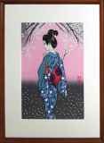 宮田雅之　「江戸の女」手摺木版画　125/300 真作木版画】A宮田雅之 2葉『江戸ノ女』『島田ノ女』1981年