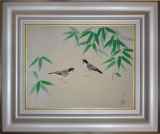 日展会員　野々内 宏　落款印譜 共シール『雀』日本画 岩絵具彩色 1025D Yahoo!オークション - 【真作】【WISH】野々内宏「柄長」日本画