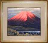 【真作】遠藤廣古/富士図/山水図/富嶽図/富岳図/横物/掛軸☆宝船☆AD-533 風景作品 :: 絵画買取・販売 - シバヤマ