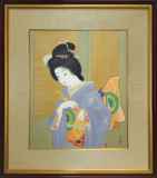 上村松園「舞じたく」リトグラフ