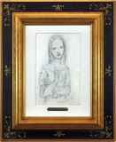 藤田嗣治「少女」鉛筆デッサン34.0 × 16.7 cm