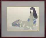 加山又造「撫子」木版画