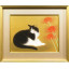 前本利彦「猫と曼珠沙華」日本画 10号