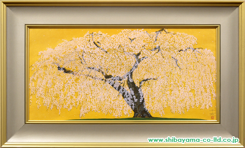 中島千波「久遠寺の瀧櫻(2)」木版画