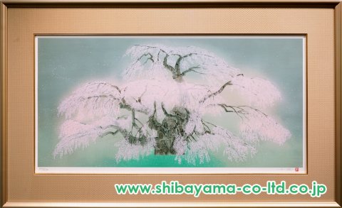 中島千波「瀧桜 (1)」リトグラフ :: 絵画買取・販売 - シバヤマ