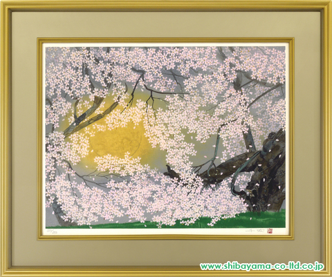 中島千波『花菖蒲』リトグラフ【真作保証】 絵画53×725cm作品サイズ