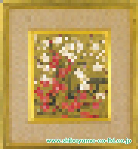 牧進「紅白梅」日本画 色紙 :: 絵画買取・販売 - シバヤマ