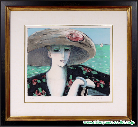 カシニョール 、【WOMAN WITH SUNSHADE】日本未発売、希少画集画+