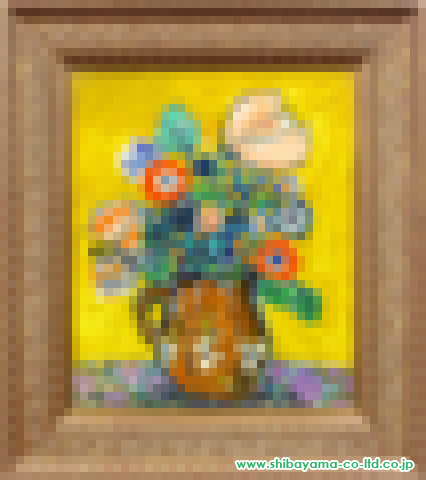 ポール・アイズピリ「黄色い背景の花」油彩 8号 :: 絵画買取・絵画販売 