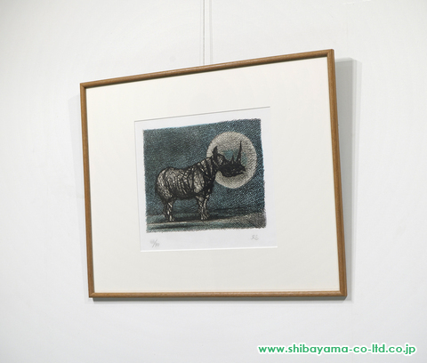 加山又造「月とサイ」リトグラフ :: 絵画買取・絵画販売専門店 - 株式 