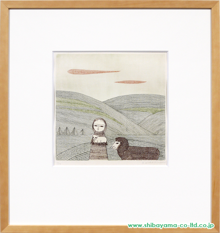 南桂子「少女と羊」銅版画