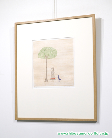 南桂子「木と少女と鳥」銅版画 :: 絵画買取・絵画販売専門店 - 株式会社シバヤマ