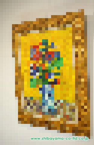 ポール・アイズピリ「黄色の背景の花」油彩 20号 :: 絵画買取 ポール・アイズピリ「黄色の背景の花」油彩 20号 :: 絵画買取