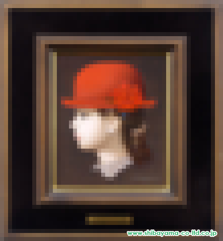 深沢邦朗「赤い帽子と薔薇」油彩 3号