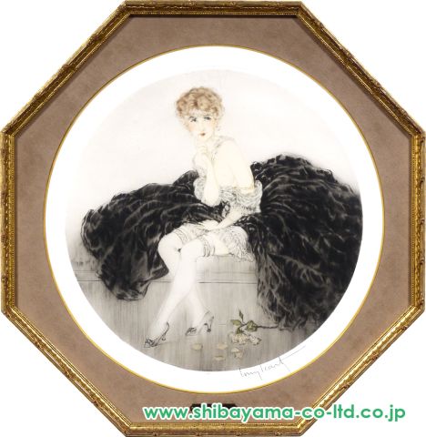ルイ・イカール限定版・アールデコ/黒い扇/版上サイン、希少な額装用画集より ルイ・イカール限定版・アールデコ/黒い扇/版上サイン、希少な