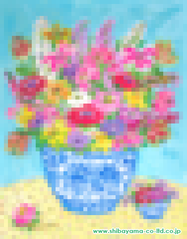 レスリー・セイヤー「Mixed Bouquet In Blue Meissen」ガッシュ