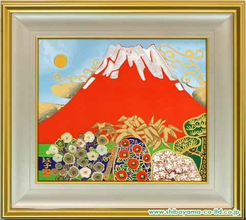 片岡球子「富士」木版画＋本金泥 :: 上野の絵画買取・絵画販売なら 