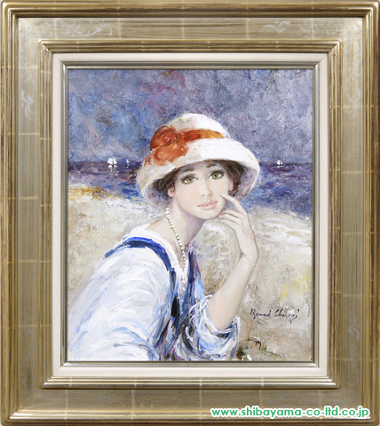 ベルナール・シャロワ「帽子の少女」油彩 10号 :: 絵画買取・絵画販売 