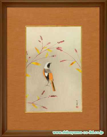 上村松篁「蓼鶲」木版画 :: 絵画買取・販売 - シバヤマ