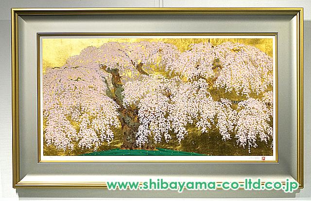 中島千波「神田の大糸櫻」シルクスクリーン＋本金箔 :: 絵画買取・販売