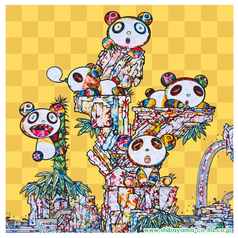 村上隆　版画　赤ちゃんパンダが群れてます！わーい！