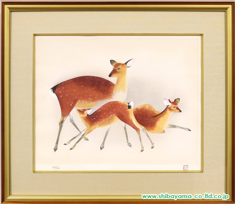 残りわずか】 大村廣陽 木版画「鹿の図」 オリジナル版 版画 