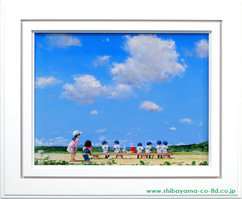 櫻井幸雄 出番のないベンチ 四つ葉のクローバーと姉妹 手彩色版画 作品番号 上野の絵画買取 絵画販売なら 株式会社シバヤマ