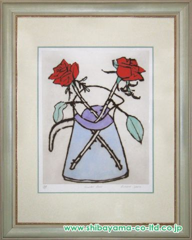 真作■リチャードスペア 版画 Scarlet Rose II■絵画 薔薇 ローズ 真作□リチャードスペア 版画 Scarlet Rose II□絵画 ローズ