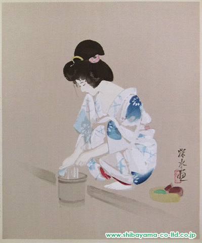 伊東深水「浴後」木版画 :: 絵画買取・絵画販売専門店 - 株式会社シバヤマ