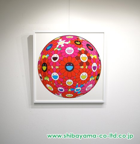 村上隆「フラワーボール(3D)」絵画 額付 版画 - ギャラリー