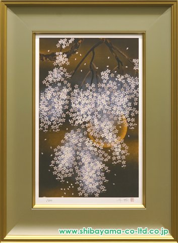 中島千波「春朧枝垂櫻」木版画 :: 絵画買取・販売 - シバヤマ
