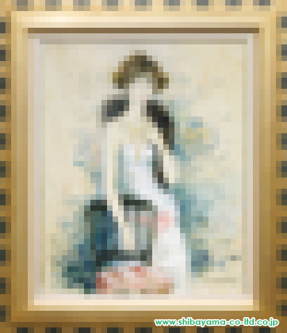 ベルナール・シャロワ「白いドレスの婦人」油彩 20号
