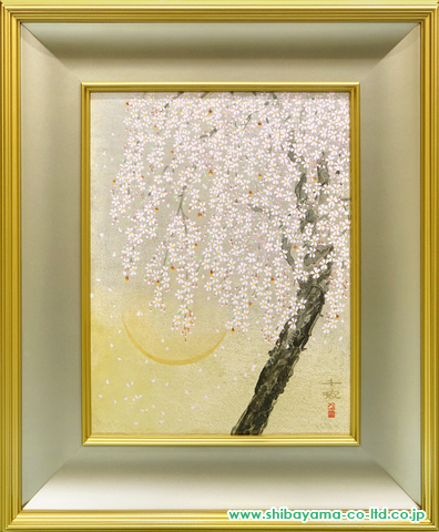 中島千波「宵の枝垂桜」日本画 6号