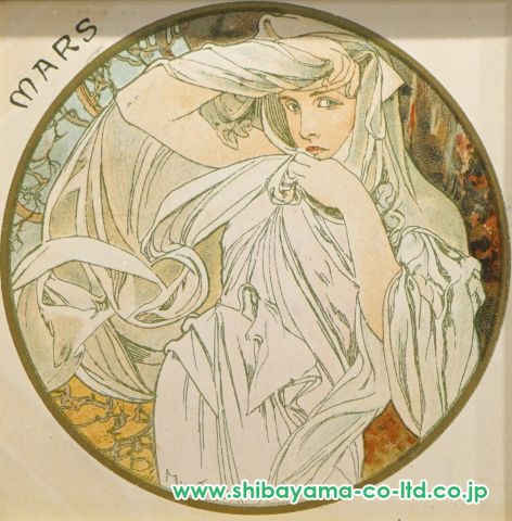 アルフォンス・マリア・ミュシャ「3月」リトグラフ :: 絵画買取 アルフォンス・マリア・ミュシャ「3月」リトグラフ :: 絵画買取