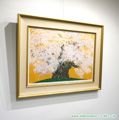 中島千波「山高神代桜」シルクスクリーン :: 絵画買取・絵画販売 