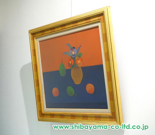 小杉小二郎「三色すみれと西洋ナシ」油彩 10号 :: 絵画買取・販売