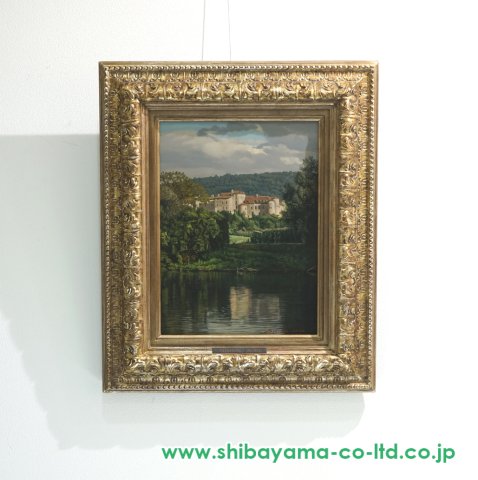 青木敏郎「川面に映える古城」油彩 P8号 :: 絵画買取・販売 - シバヤマ