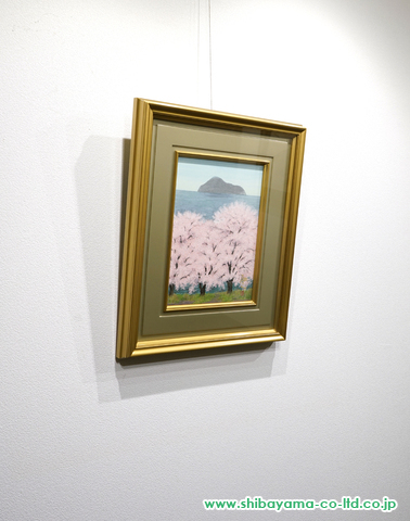 中路融人「桜と島」日本画 4号 :: 絵画買取・絵画販売専門店 - 株式