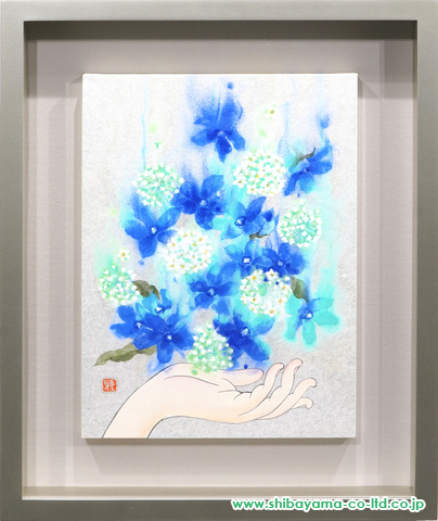 浅葉雅子「瑠璃星花」日本画