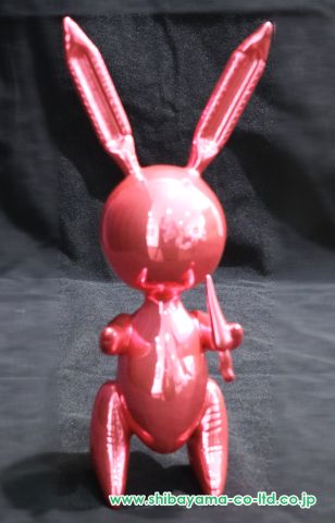 ジェフ・クーンズ Red Rabbit 兎 彫刻 現代アート 保証書付 真作