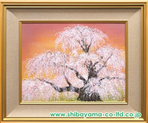 木村圭吾「爛漫滝桜」日本画 P10号 :: 絵画買取・販売 - シバヤマ