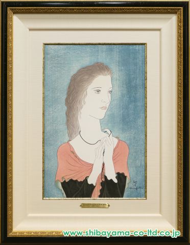 藤田嗣治「婦人像」木版画
