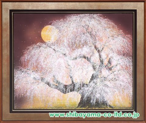 木村圭吾「桜花爛漫 滝桜」日本画 30号