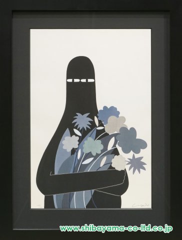 LY「LUV with Gray Flowers」木版画 :: 絵画買取・販売 - シバヤマ