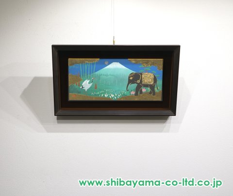鈴木強　「笑うゾウとカメ」 鈴木強「笑うツルとゾウ」日本画 :: 絵画買取・販売 - シバヤマ