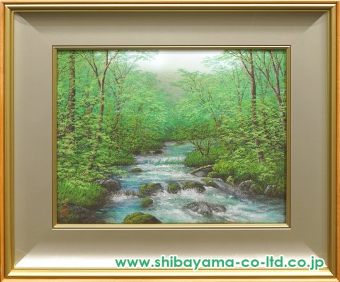 清水規「緑流」日本画 6号 :: 絵画買取・販売 - シバヤマ