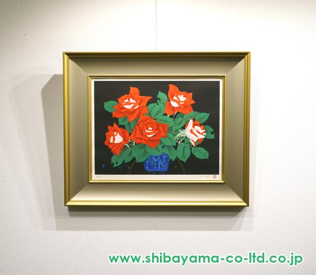 中島千波「ばら(4)」リトグラフ :: 絵画買取・販売 - シバヤマ