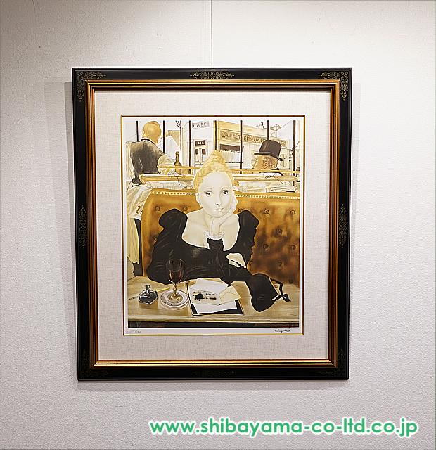 藤田嗣治 エスタンプリトグラフ「カフェ」 100部限定 藤田嗣治「カフェ」リトグラフ :: 絵画買取・販売 - シバヤマ