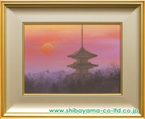 清水規さんの原画 清水規「妙成寺夕紅」日本画 P8号 :: 絵画買取・販売 - シバヤマ